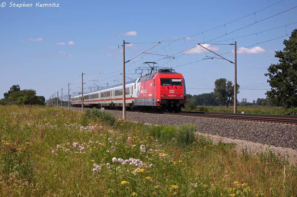 101 081-8  Cewe-Fotobuch  mit dem IC 2901 fr ICE 1507 von Hamburg-Altona nach Leipzig Hbf in Vietznitz. 20.07.2013