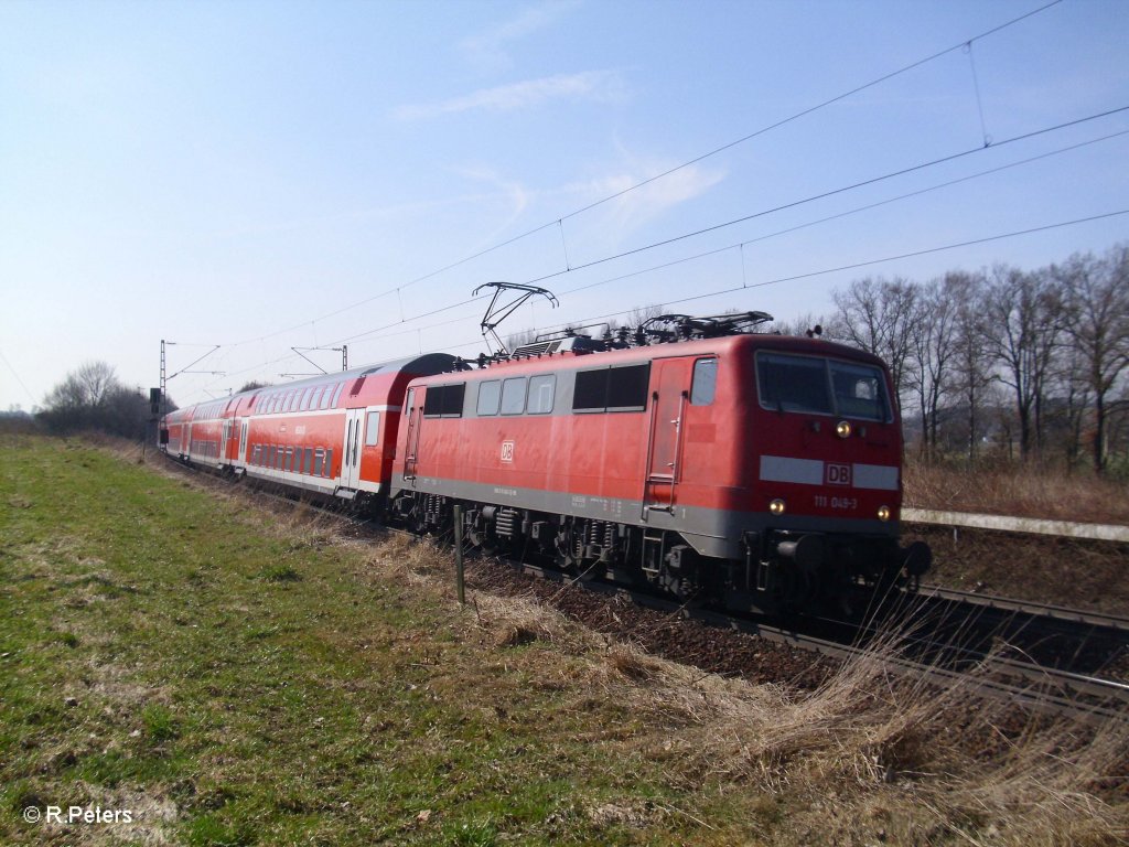 111 049-3 mit RB59150 nach Treuchtling bei Rohrbach. 24.03.11