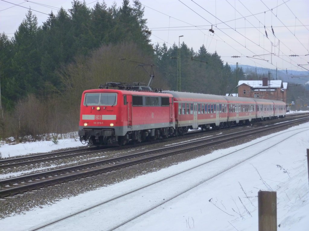 111 173-1 mit RB nach Schlchtern am 17.02.10 in Jossa