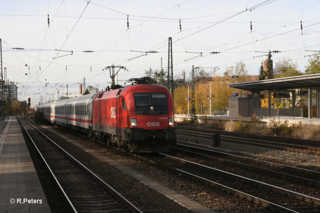 1116 091-8 zieht den EC115 nach Klagenfurt am Heimeranplatz vorbei. 04.11.10