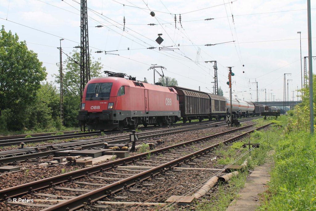 1116 160 Erreicht Regensburg mit einem gemischten Gterzug. 09.05.13