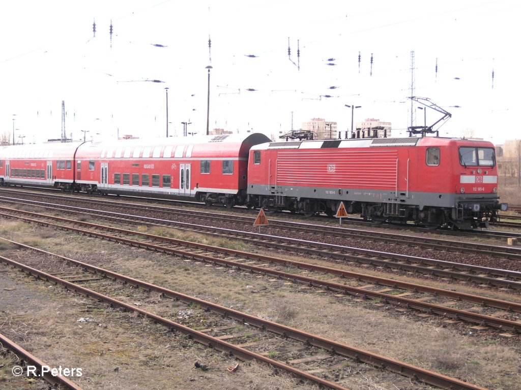 112 165-6 wird in Eisenhttenstatd fr die Rckfahrt bereit gemacht. 18.03.08