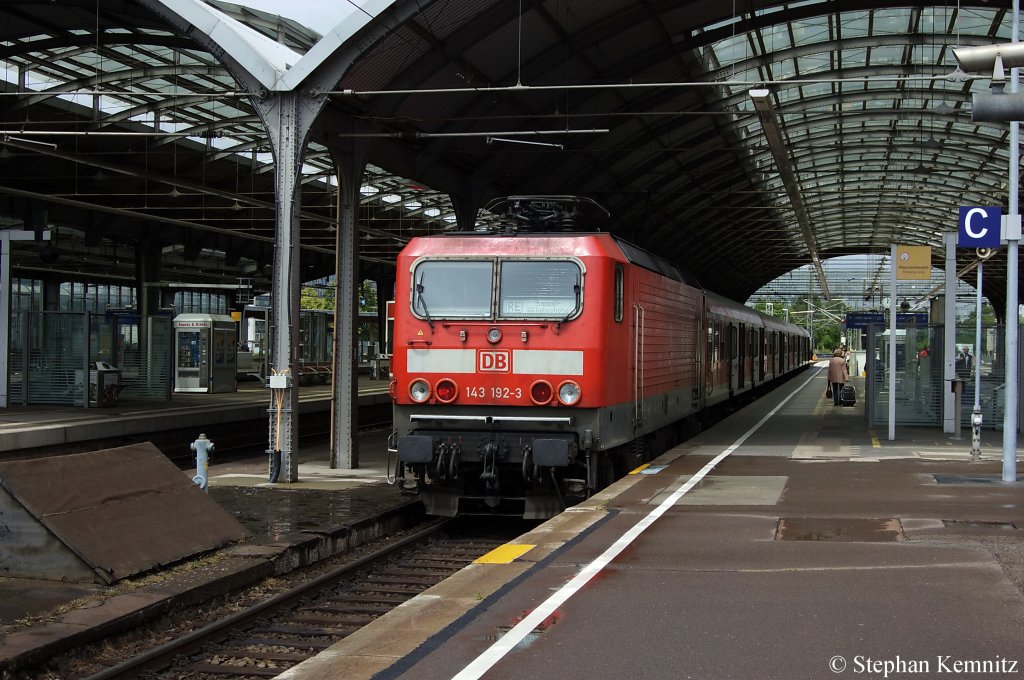 143 192-3 mit dem RE9 (RE 4664) nach Kassel-Wilhelmshhe in Halle(Saale). 21.06.2011