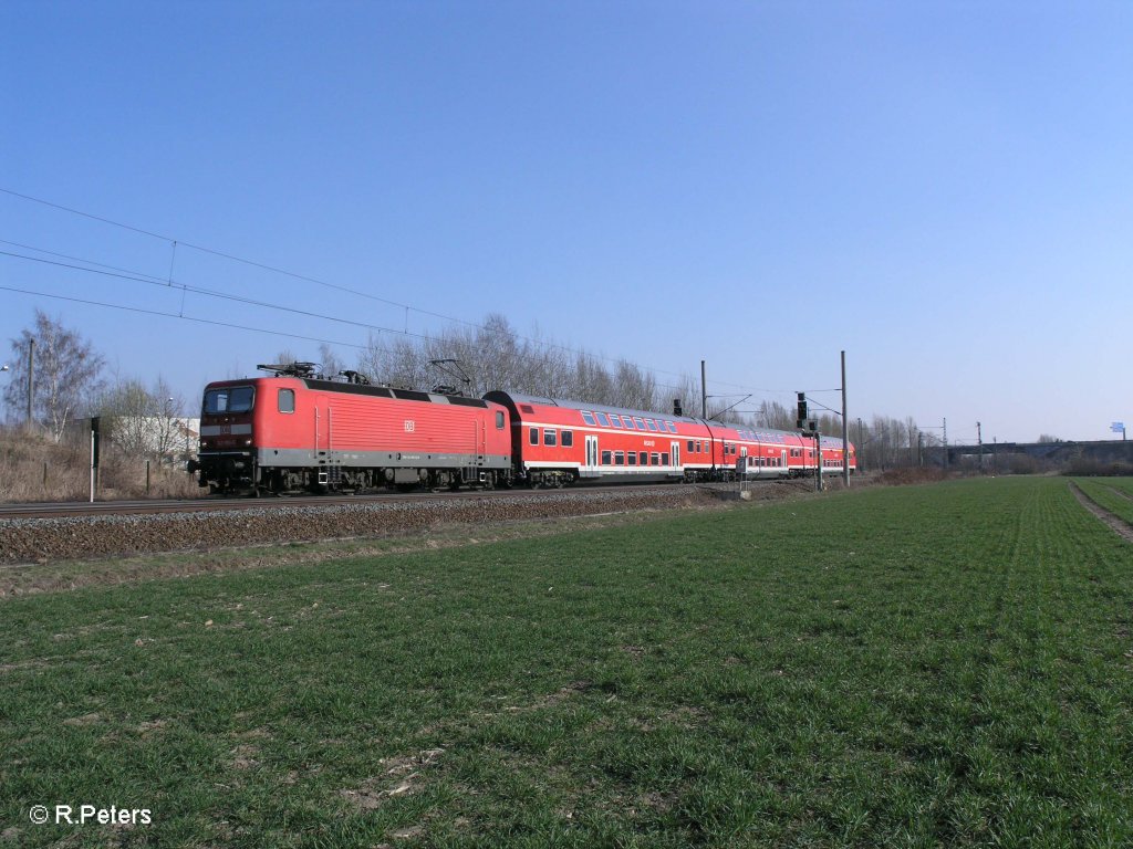 143 959-5 zieht bei Podelwitz die RB 26144 Leipzig - Lutherstadt Wittenberg. 29.03.11