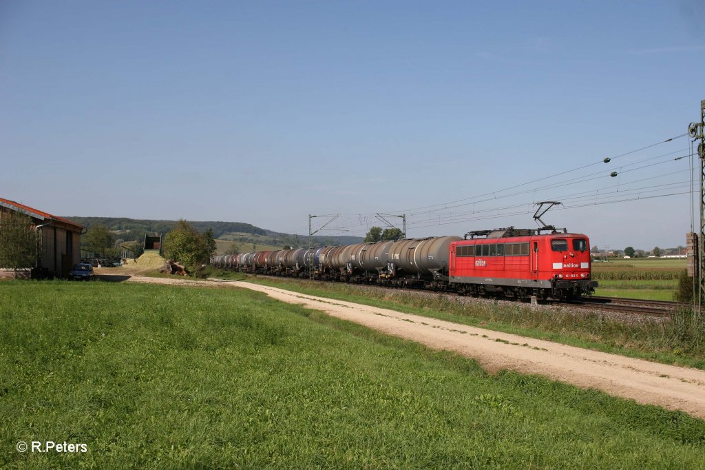 151 063-5 mit Kesselzug bei Wettelsheim. 16.09.11