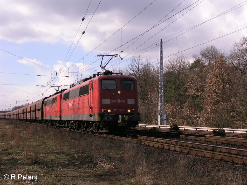 151 110 + 119 ziehen ein erzbomber nach Ziltendorf bei Berlin Friedrichshagen. 19.03.08