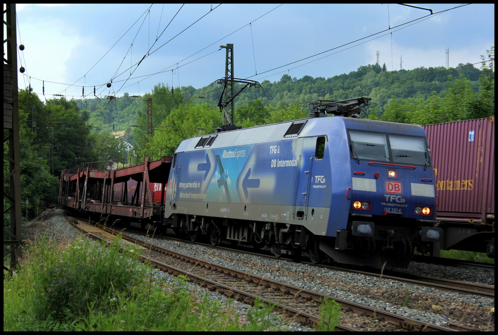 152 137 mit leerem Autozug am 05.07.13 in Jossa