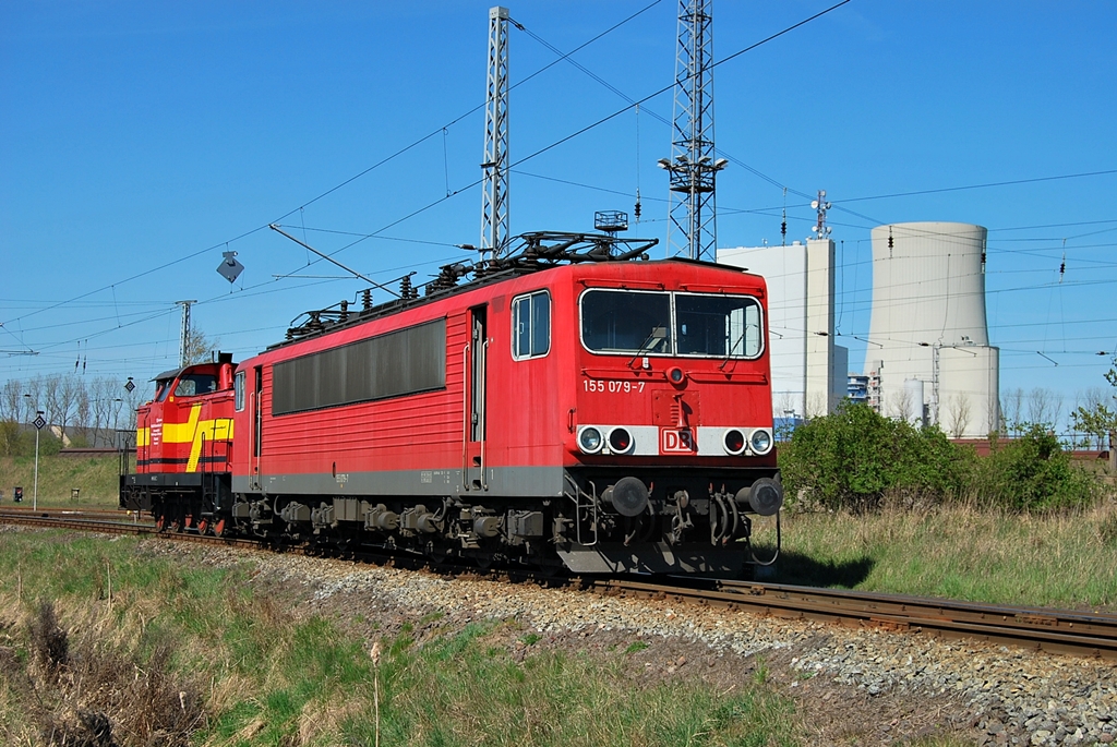 155 079 am Tag ihrer z-Stellung dem 20.04.2009 in Rostock-Seehafen.