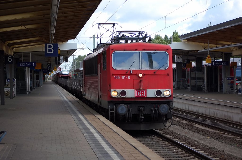 155 111-8 mit einem gemischten GZ in Braunschweig. 15.09.2010