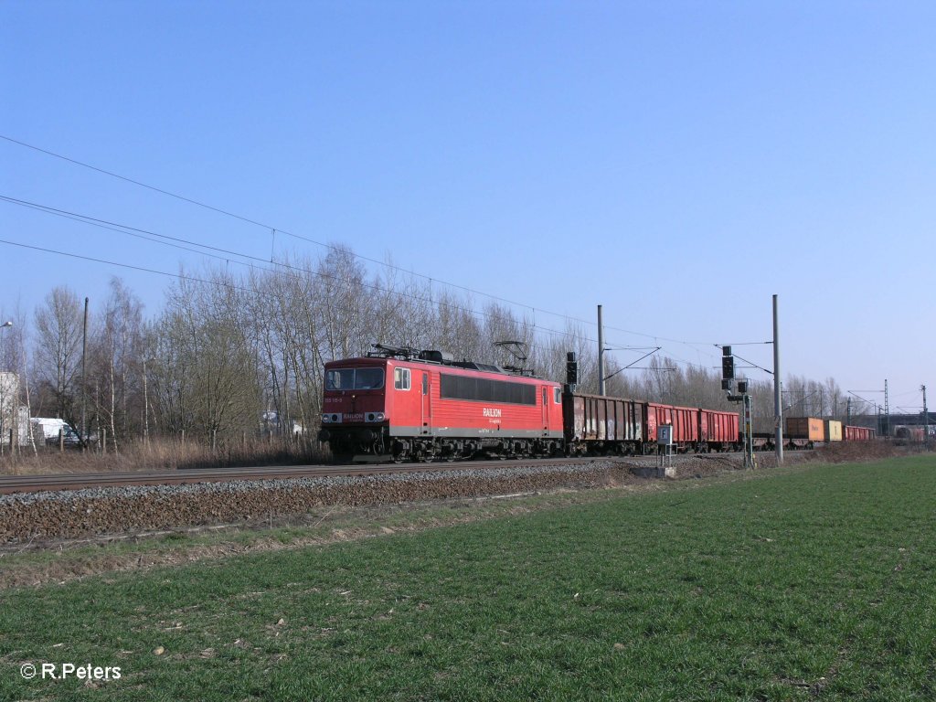 155 115-9 mit gemischten Gterzug bei Podelwitz. 29.03.11