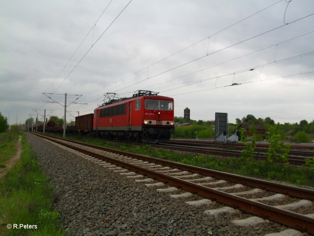 155 231-4 mit einem gemischtem Gter bei Sckeuditz. 07.05.10