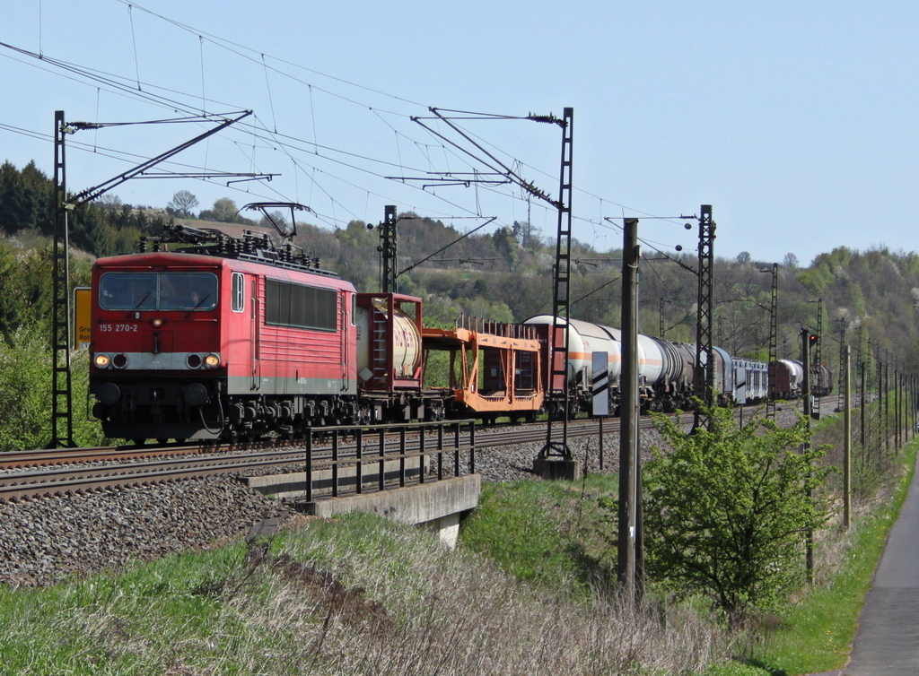 155 270-2 mit Gterzug am 28.04.12 in Haunetal Rothenkirchen