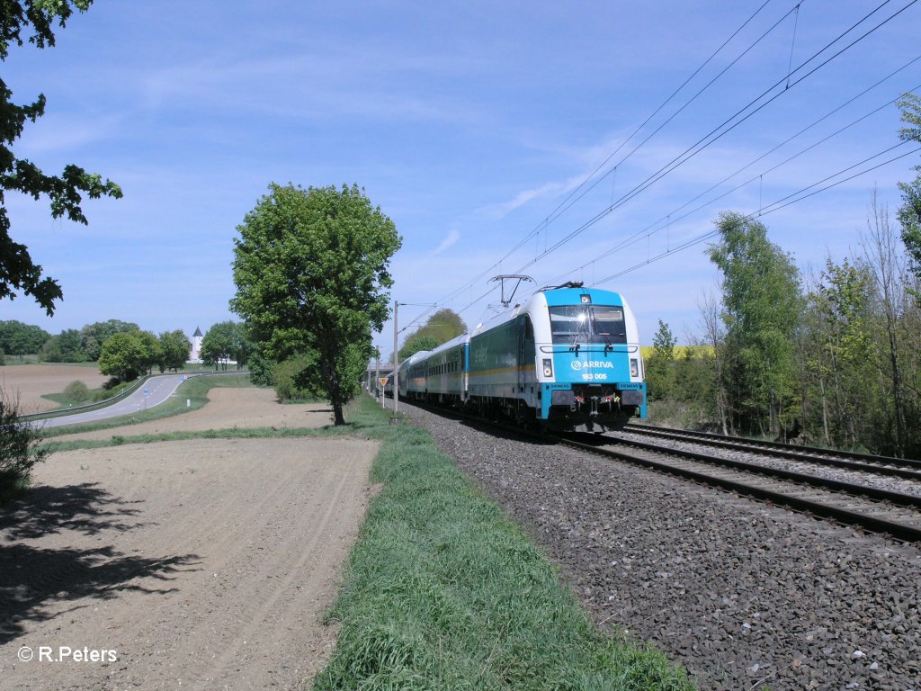 183 005 mit ALX84113 Regensburg - Mnchen bei Hhenberg. 07.05.11