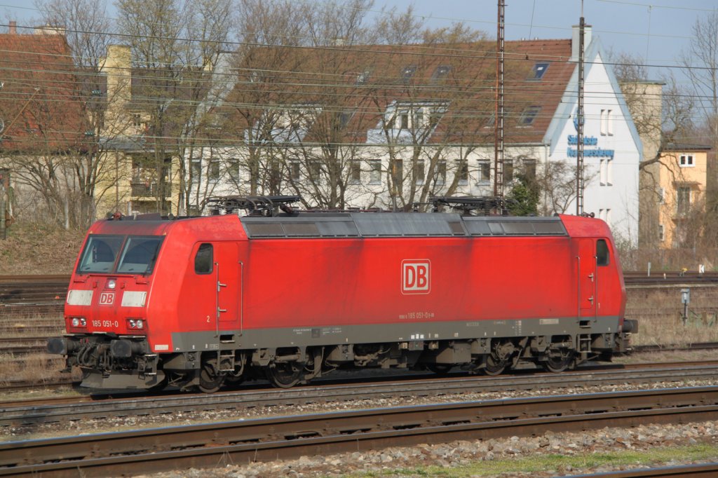 185 051-0 wollte am 03.04.2012 nicht arbeiten und schlief im Augsburger Rangierbahnhof weiter.