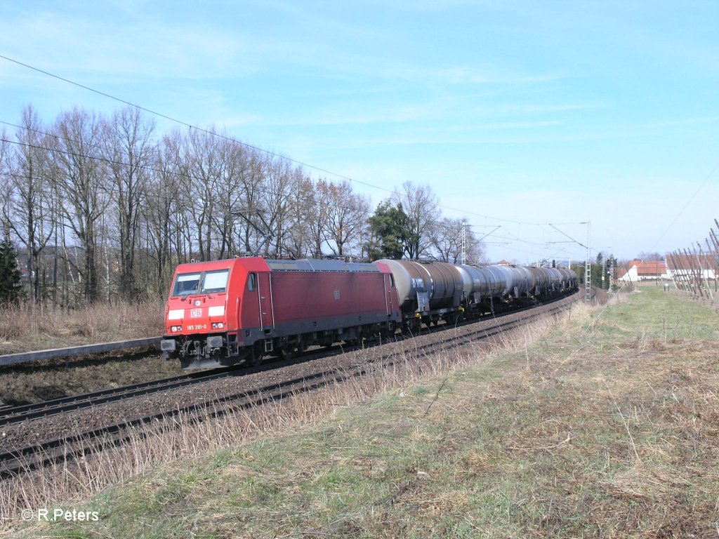 185 391-0 mit Kesselzug bei Rohrbach. 24.03.11