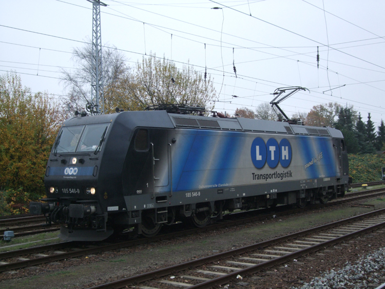 185 546-9 Stand am 18.01.10 im Bahnhof Bramow.