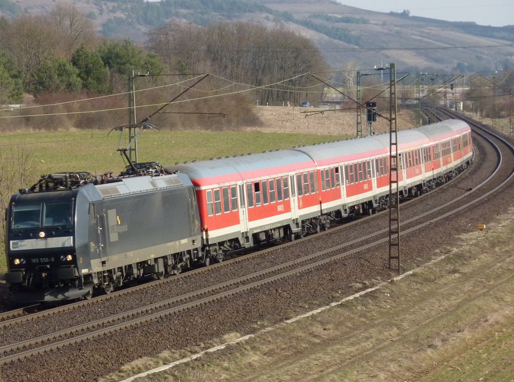 185 556-8 mit RE nach Frankfurt am 19.03.10 bei Harrbach