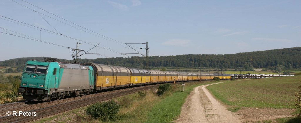 185 614-5 mit BMW-Zug bei Wettelsheim. 16.09.11