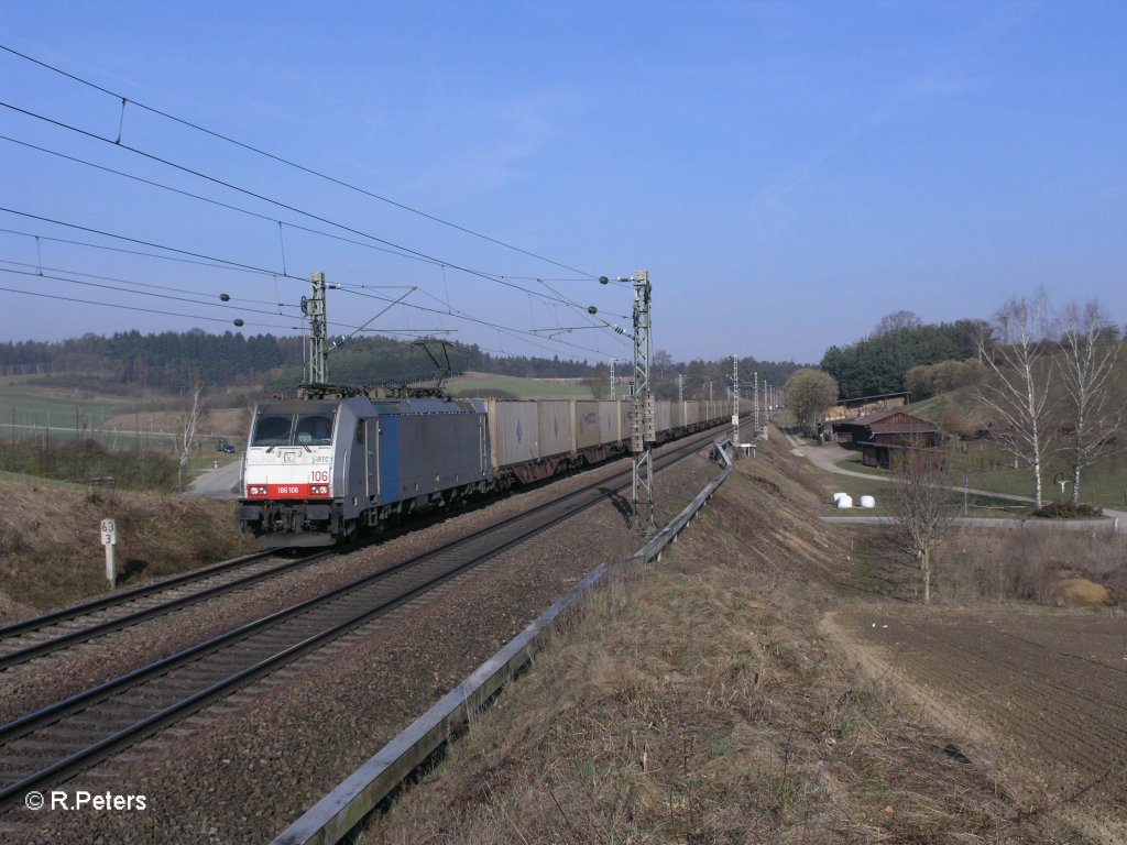 186 106 zieht bei Fahlenbach den EWALS nach Mnchen. 24.03.11