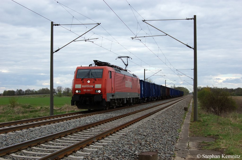 189 060-7 mit GZ zwischen Brandenburg und Gtz in Richtung Brandenburg unterwegs. 15.04.2011