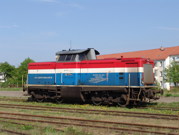 212 279-4 von der Firma Eisenbahngesellschaft Potsdam(EG)stand am 04.08.09 abgestellt im Bahnhof Pritzwalk. 
