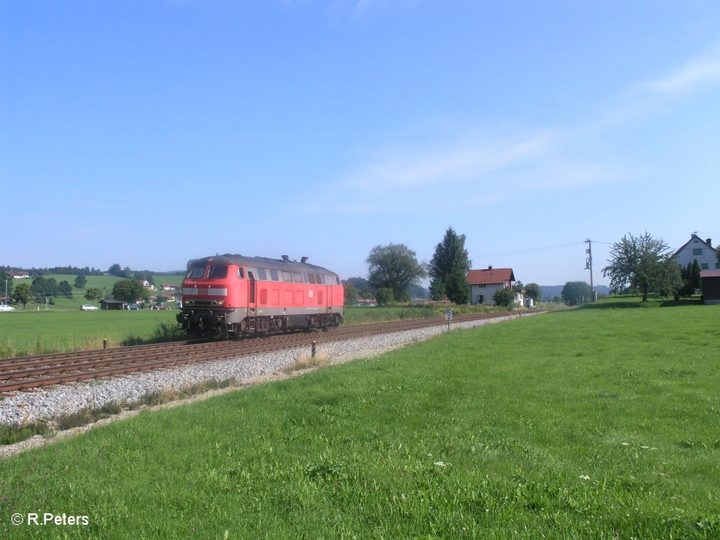 218 434-9 rollt solo bei Flecken in Richtung immenstadt. 01.08.09