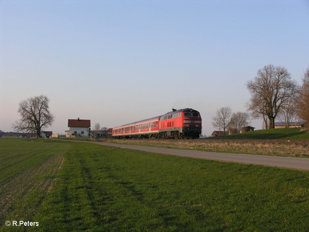 218 488-5 schiebt bei Aichstetten den RE Memmingen. 07.04.09