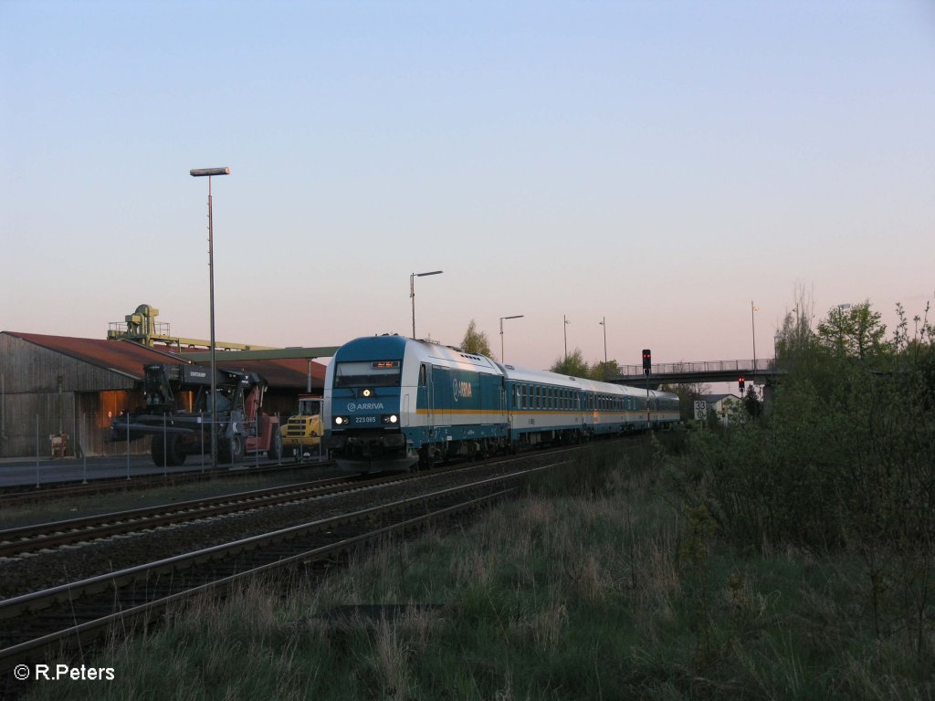 223 065 erreicht Wiesau/Oberpfalz mit den ALX37982 nach Hof. 19.04.09
