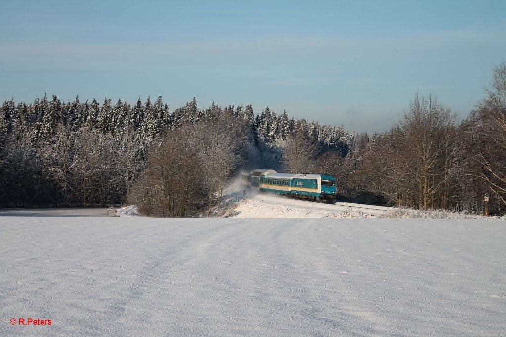 223 066 mit dem ALX84115 Hof - Mnchen bei Oberteich mit 30min versptung. 01.12.12