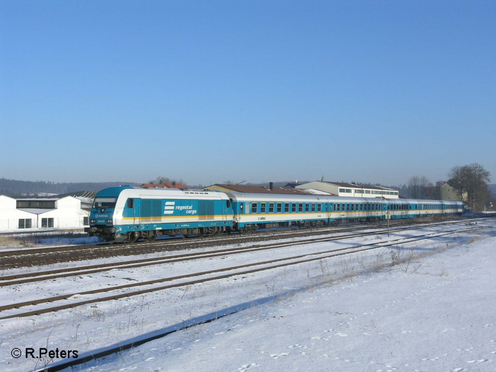 223 072 durchfhrt Pechbrunn mit den ALX37976 nach Hof. 10.01.09
