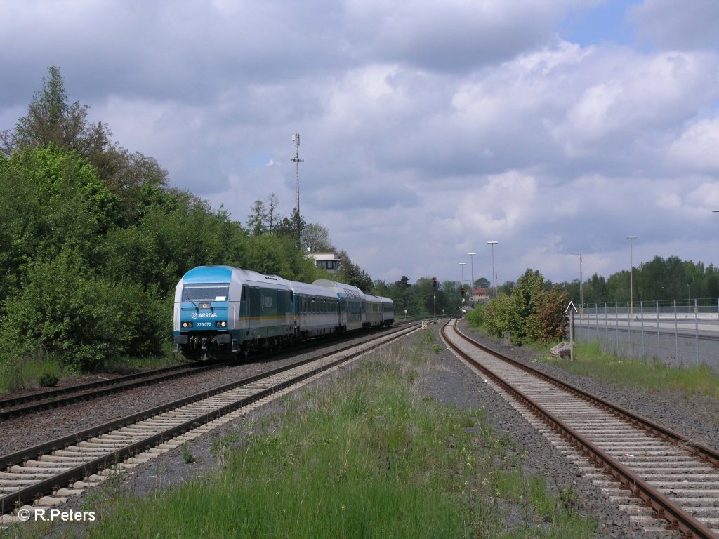 223 072 erreicht Wiesau/Oberpfalz mit dem ALX87015 nach Mnchen. 27.05.10