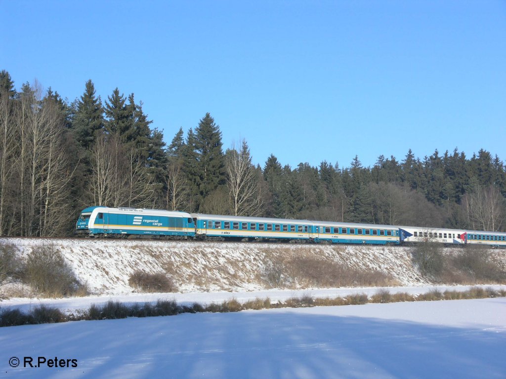 223 072 zieht den ALX37979 nach Mnchen bei Oberteich. 10.01.09
