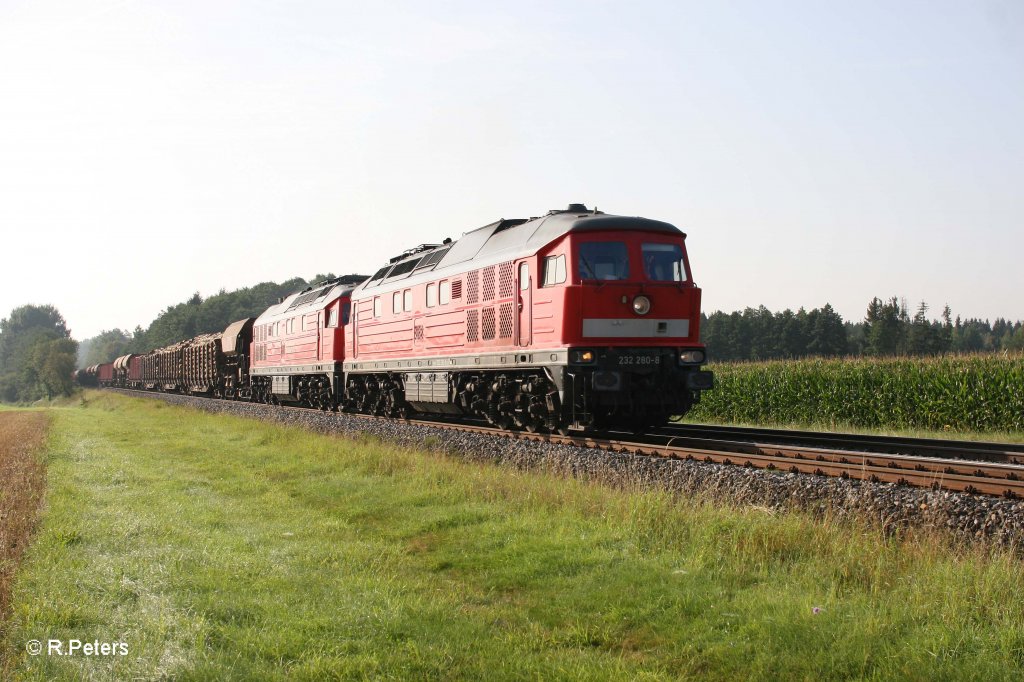 232 280-8 + 233 572-2 mit den 51690 Nrnberg - Marktredwitz bei Oberteich. 23.08.11