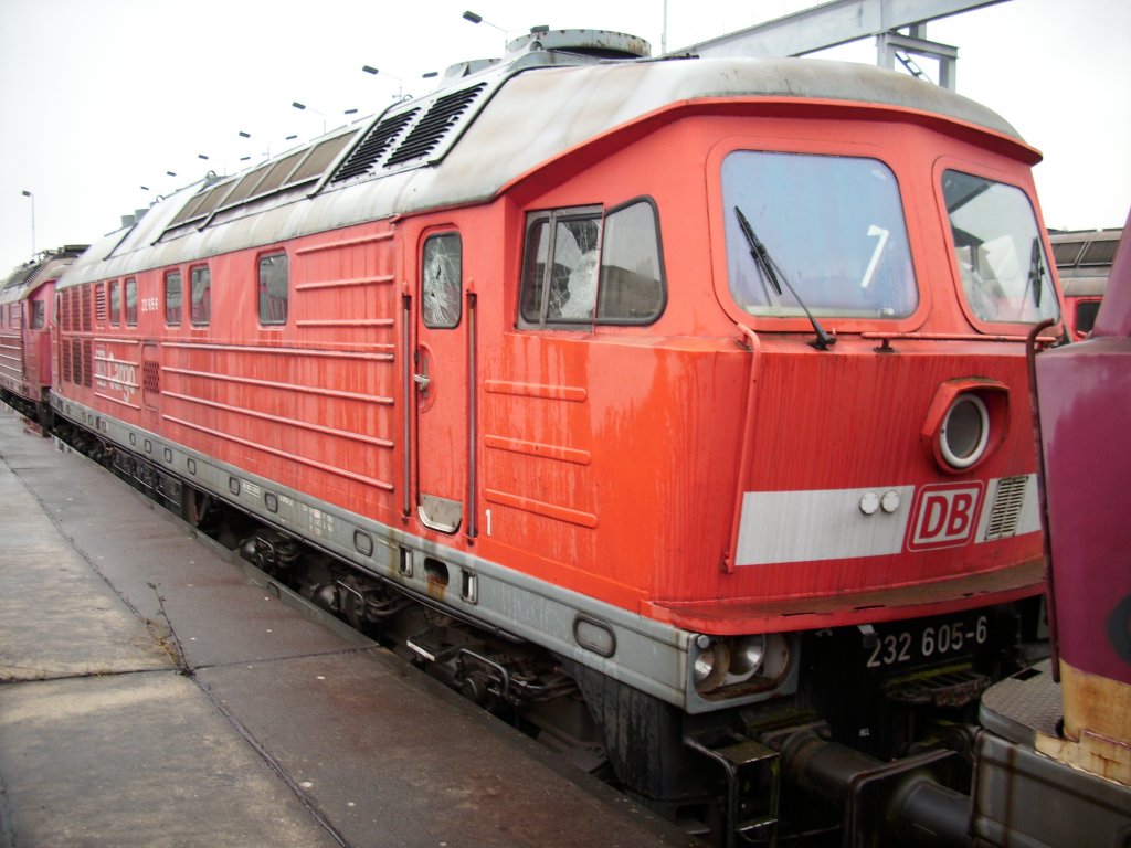 232 605-6 ex.Bh Rostock Seehafen am 24.Januar 2009 in Mukran West.