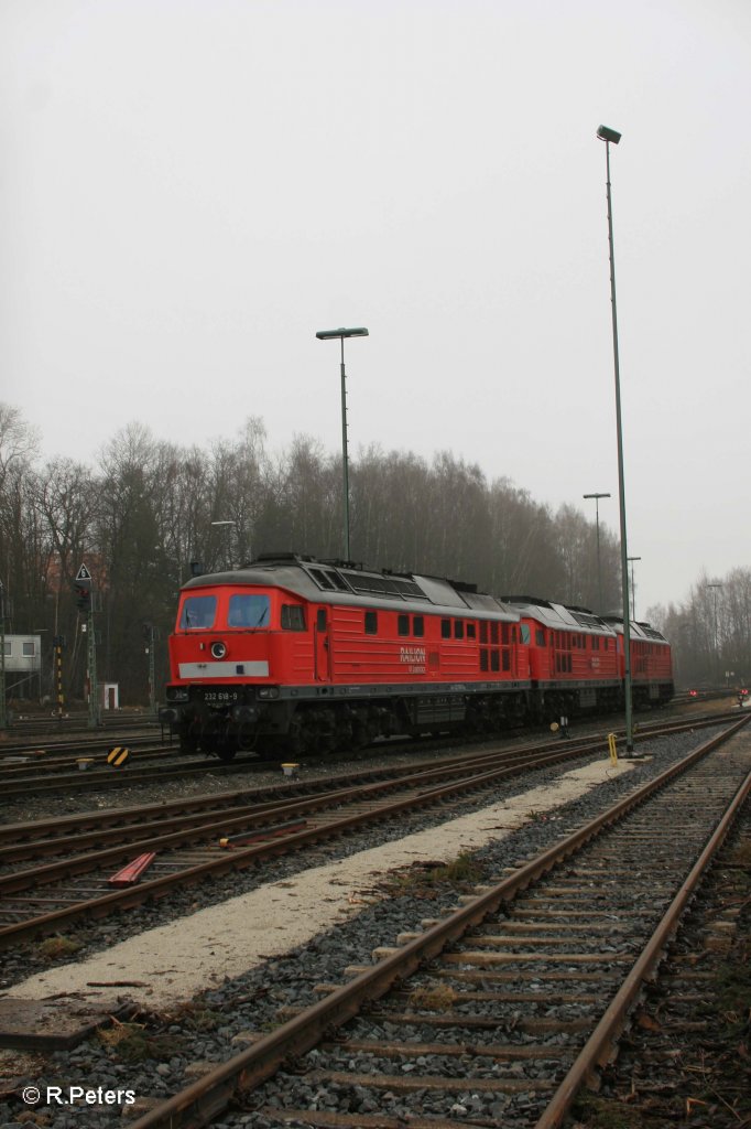 232 618-9 mit 2 anderen Schwestern in Marktredwitz abgestellt. 28.12.11