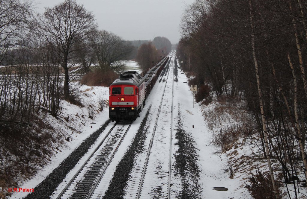 232 618-9 mit Langschienenzug hinter Waldershof. 05.02.13