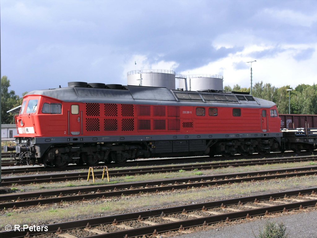 233 281-5 steht mit ein Stahlbansenzug in Marktredwitz bereit. 08.09.08