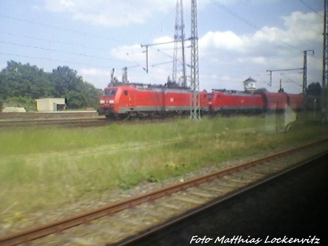 2x BR 189 mit einem Gterzug im Bahnhof Ludwigslust am 8.6.13