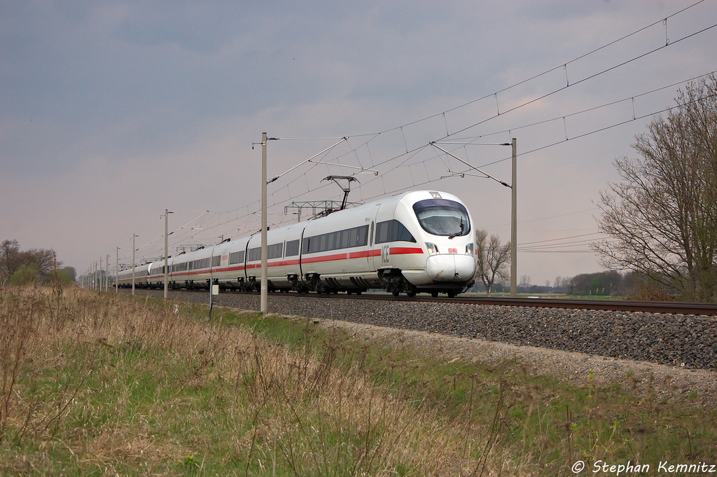 411 027-6  Weimar  als ICE 1615 von Hamburg-Altona nach Mnchen Hbf in Vietznitz. 26.04.2013