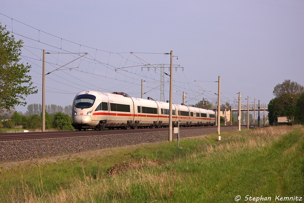 411 578-8  Ostseebad Warnemnde  als ICE 1508 von Mnchen Hbf nach Warnemnde in Vietznitz. 08.05.2013