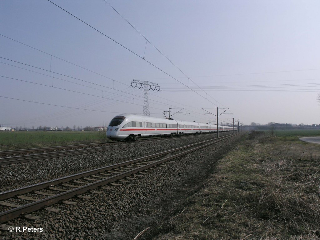 415 005-8  Marburg  + Unbekannter als ICE 2158 Usti nad Labem hl.n. - Frankfurt/M Flugh. bei Borsdorf. 30.03.11