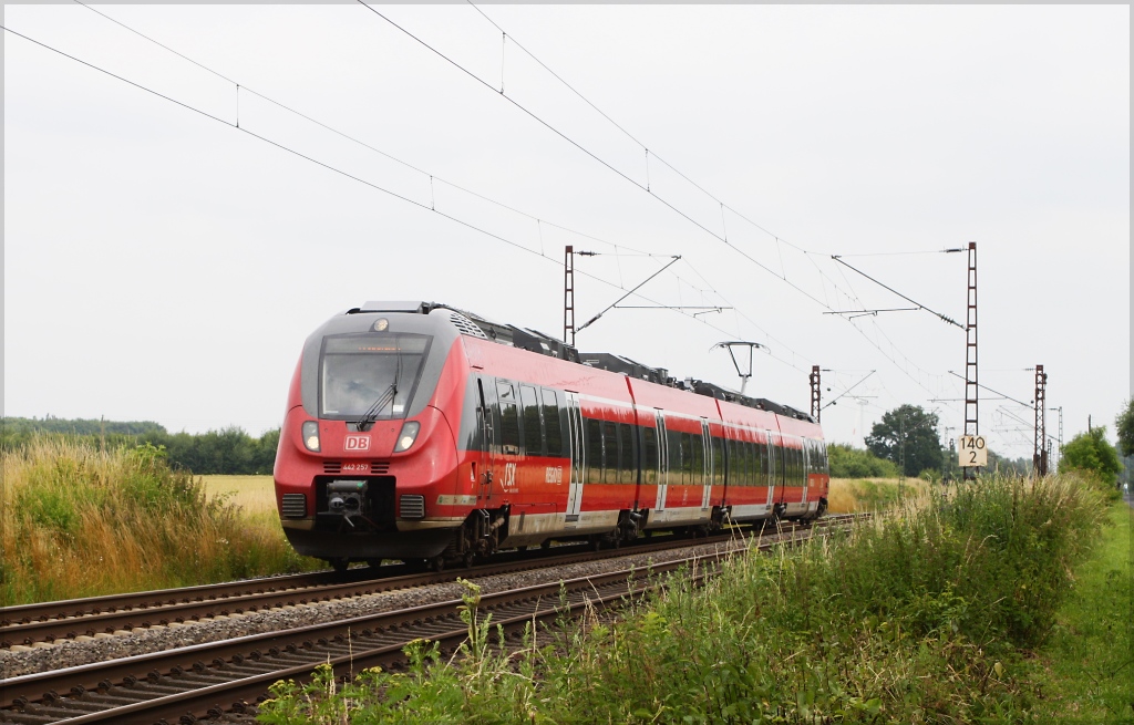 442 257 (RSX) auf fremden Terrain unterwegs. (13.07.13 , Nordbgge)