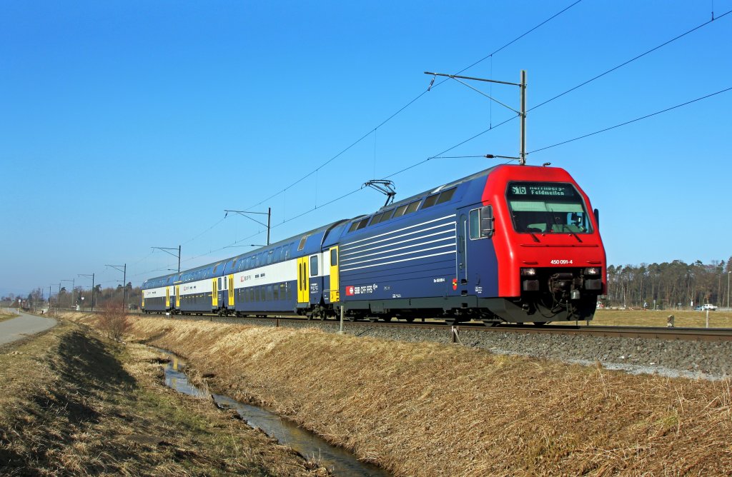 450 091-4 als S 16 nach Herrliberg-Feldmeilen am 28.02.09 bei Henggart 