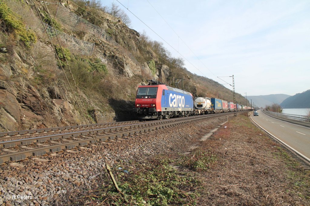 482 024-7 mit dem Arcese bei Kaub. 06.03.13