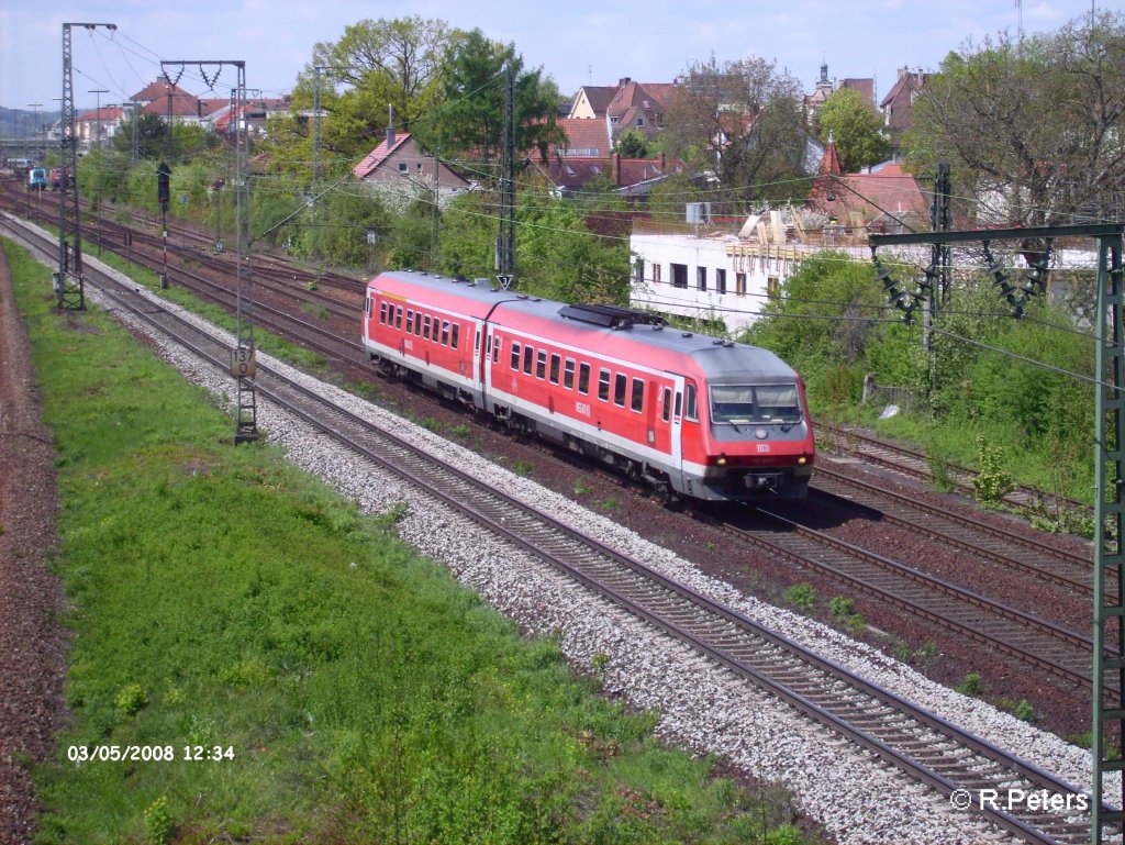 610 008-5 verlsst Regensburg mit einer RB Nrnberg. 03.05.08