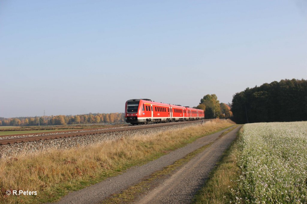 612 092-7 mit dem RE 3695 Regensburg - Gera bei Oberteich. 23.10.12