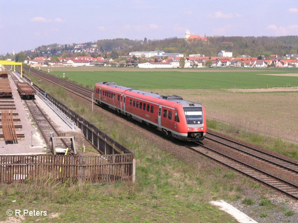 612 675-5 verlsst Schwandorf mit ein RE Regensburg. 27.04.08