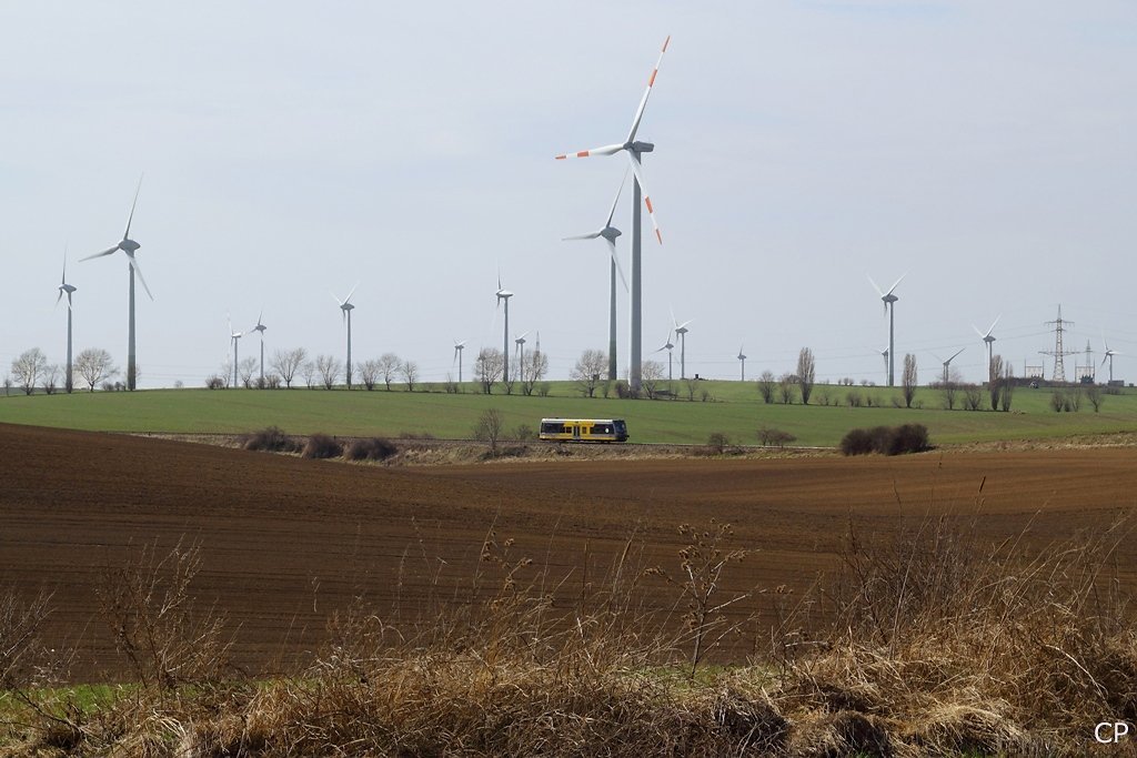 672 904 der Burgenlandbahn ist am 26.03.2010 zwischen Krauschwitz und Teuchern unterwegs. (Foto: Christopher P�tz)