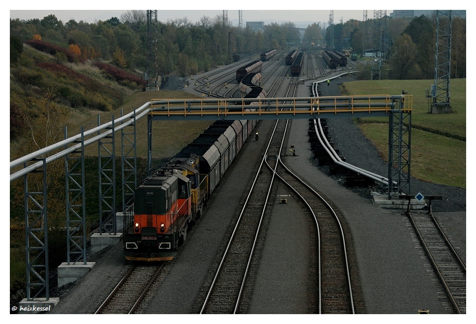 740 707-5 u. 740 837-0 mit ein Vollzug richtung Orlova unterwegs