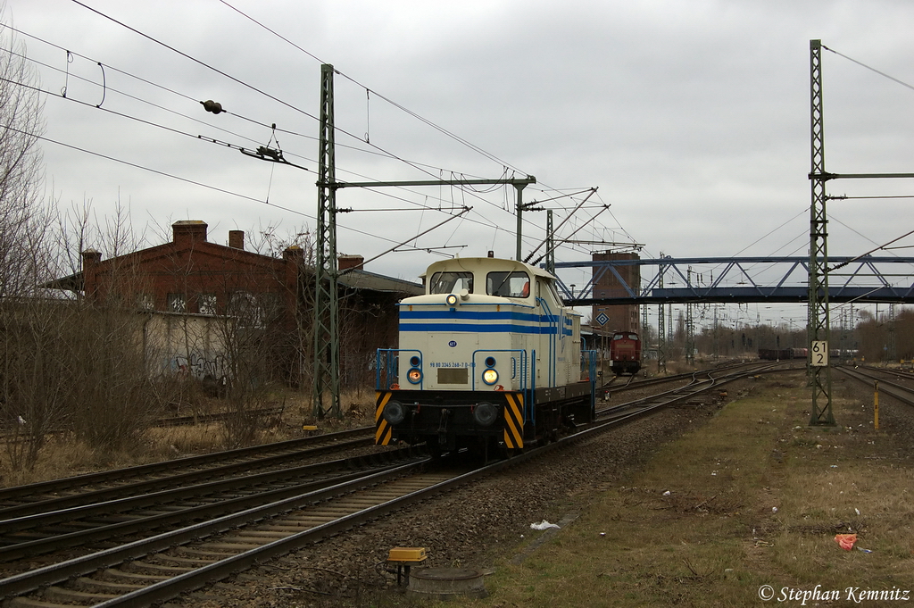 98 80 3345 268-7 (ITB 627) ITB - Industrietransportgesellschaft mbH Brandenburg, brachte einen gemischten Gterzug in den Brandenburger Gbf und fhrt hier Lz wieder zurck nach Brandenburg-Altstadt. 13.03.2012